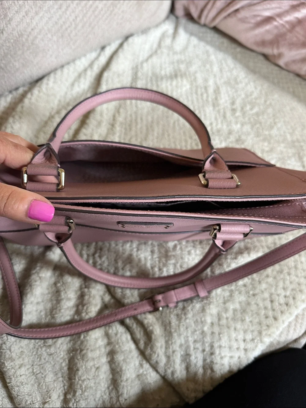 kate spade Pink Leather Satchel with Crossbody Strap
